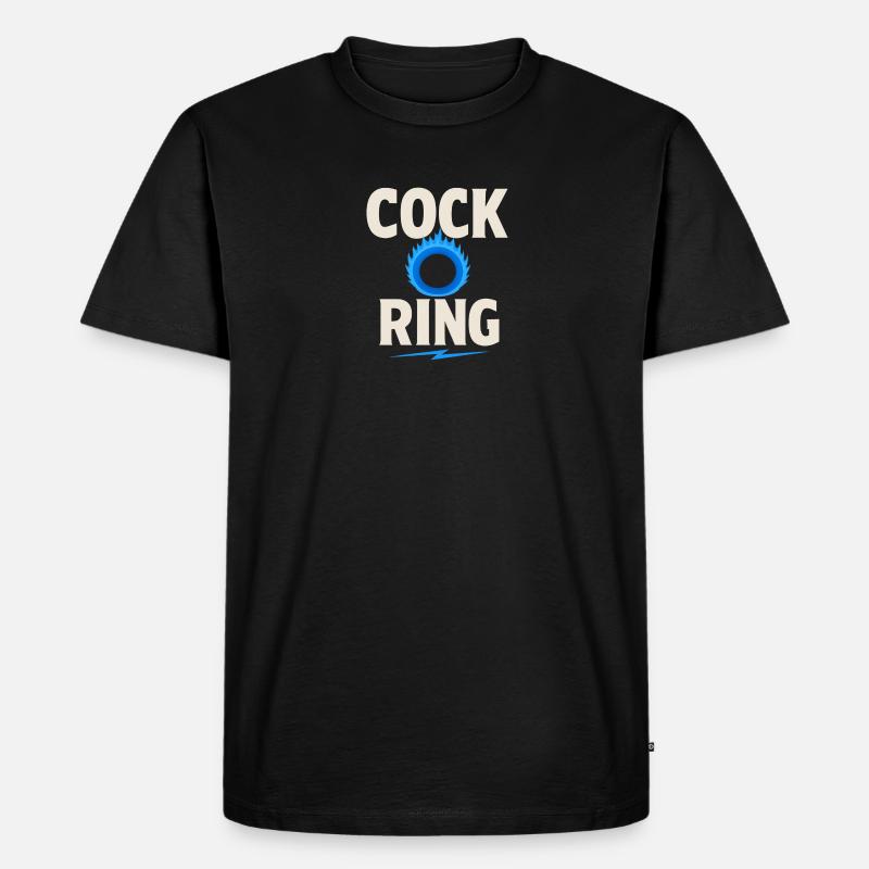Cock mit Ring blau - Männer Premium Bio T-Shirt - Schwarz