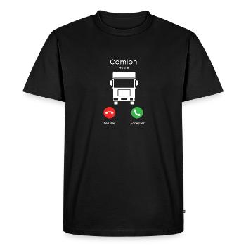 appel du camion - T-shirt Premium bio Homme - noir - Devant - Nico (187cm)