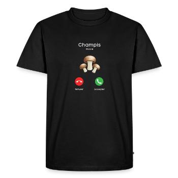 appel des champignons - T-shirt Premium bio Homme - noir - Devant - Nico (187cm)
