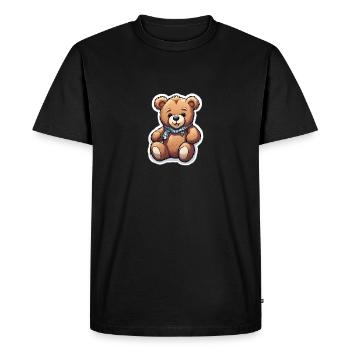 Ours en peluche câlin avec écharpe - T-shirt Premium bio Homme - noir - Devant - Nico (187cm)