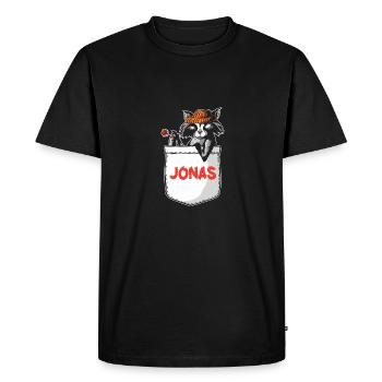 Raccoon Jonas - Men's Premium Organic T-Shirt - black - Front - Nico (187cm)