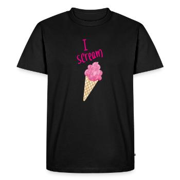 Je crie Crème glacée Fan de crème glacée Dictons sympas - T-shirt Premium bio Homme - noir - Devant - Nico (187cm)