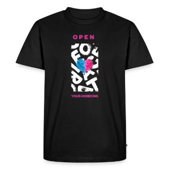 Open your horizons - Men's Premium Organic T-Shirt - black - Front - Nico (187cm)