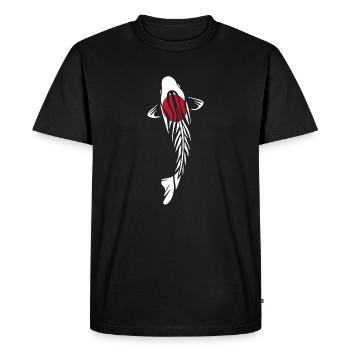 Koi Carp Mosaic Mandala Drapeau Japon - T-shirt Premium bio Homme - noir - Devant - Nico (187cm)