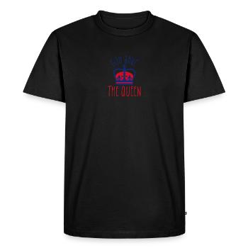 God Save The Queen Elisabeth 2 Reine d'Angleterre - T-shirt Premium bio Homme - noir - Devant - Nico (187cm)