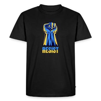 Résister à l’Ukraine : le poing ukrainien - T-shirt Premium bio Homme - noir - Devant - Nico (187cm)