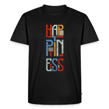 Motivation Happy Energy - Men's Premium Organic T-Shirt - black - Front - Nico (187cm)