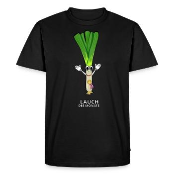 Poireau du mois - employé du mois - T-shirt Premium bio Homme - noir - Devant - Nico (187cm)