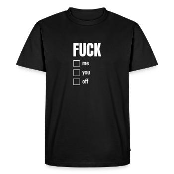 Va te faire foutre - T-shirt Premium bio Homme - noir - Devant - Nico (187cm)