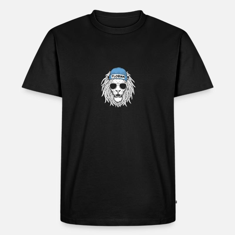 Löwe Florian - Männer Premium Bio T-Shirt - Schwarz
