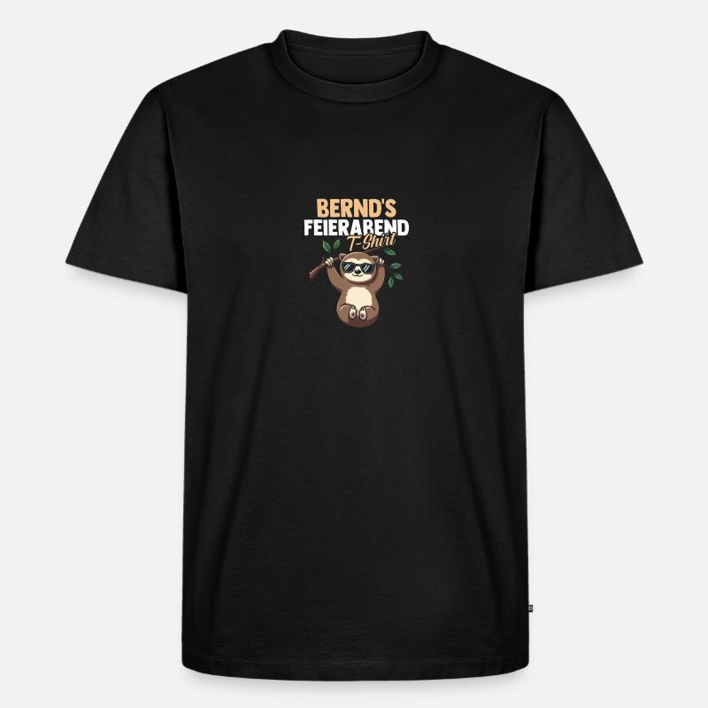 Faultier Bernd - Männer Premium Bio T-Shirt - Schwarz