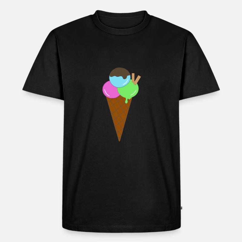Buntes Eis mit Waffel - Männer Premium Bio T-Shirt - Schwarz