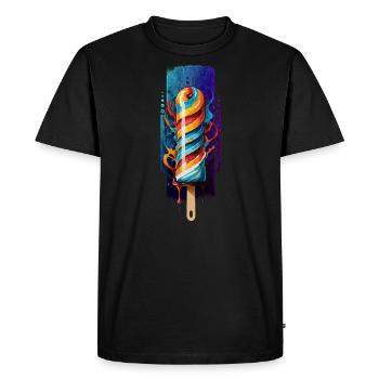 Spiral Sweetness: Rainbow Lollipop - Men's Premium Organic T-Shirt - black - Front - Nico (187cm)