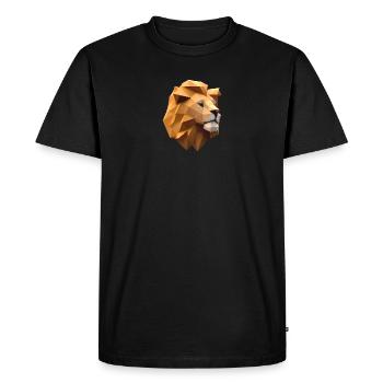 Tête de lion faite de formes géométriques - T-shirt Premium bio Homme - noir - Devant - Nico (187cm)