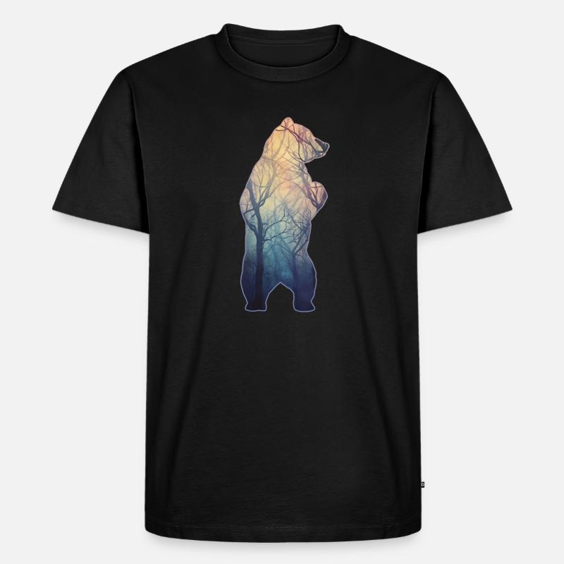Jäger Bergsteiger Wanderer Bär - Männer Premium Bio T-Shirt - Schwarz