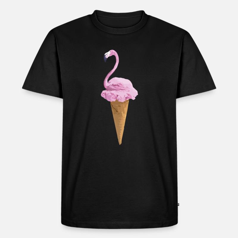 Flamingo mit Eiscreme - Männer Premium Bio T-Shirt - Schwarz
