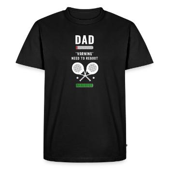Papa batterie basse. Avertissement besoins Padel pour la charge - T-shirt Premium bio Homme - noir - Devant - Nico (187cm)