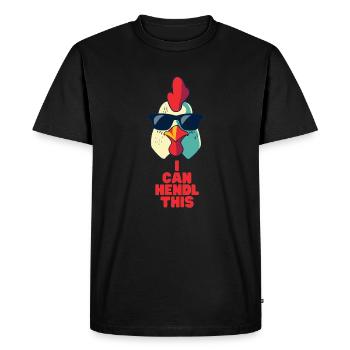 Je peux Hendl This" - Chemise de coq bavarois drôle - T-shirt Premium bio Homme - noir - Devant - Nico (187cm)
