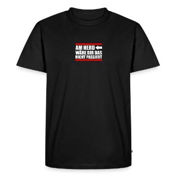 Aux fourneaux : humour, sarcasme, ironie, humour, dicton drôle - T-shirt Premium bio Homme - noir - Devant - Nico (187cm)