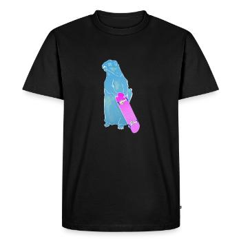 Marmotte Woodchuck ou Groundhog Skateboard - T-shirt Premium bio Homme - noir - Devant - Nico (187cm)