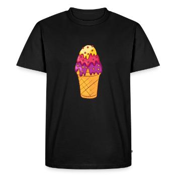 Crème glacée, crème glacée, crème glacée, crème glacée, boule, crème glacée, sundae - T-shirt Premium bio Homme - noir - Devant - Nico (187cm)
