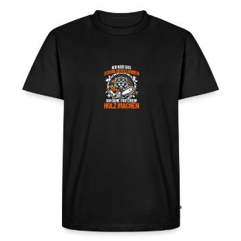 Fabrication du bois tronçonneuse bûcheron Forester - T-shirt Premium bio Homme - noir - Devant - Nico (187cm)