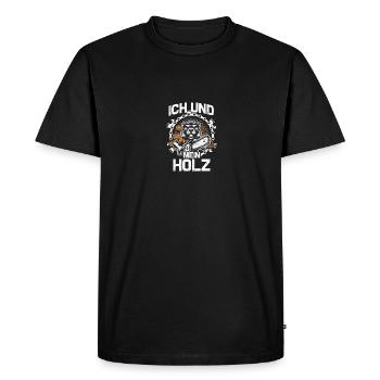 Moi et mon bûcheron à la tronçonneuse en bois Forester - T-shirt Premium bio Homme - noir - Devant - Nico (187cm)