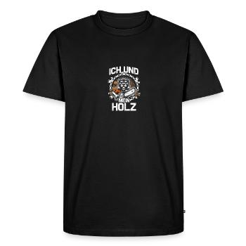 Moi et mon bûcheron à la tronçonneuse en bois Forester - T-shirt Premium bio Homme - noir - Devant - Nico (187cm)
