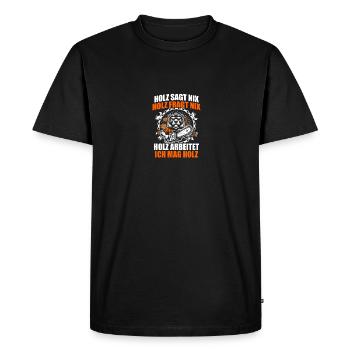 J’aime le bois, bûcheron, bûcheron, forestier, forestier - T-shirt Premium bio Homme - noir - Devant - Nico (187cm)