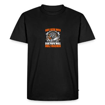 Dad wants to make wood chainsaw lumberjack - Men's Premium Organic T-Shirt - black - Front - Nico (187cm)