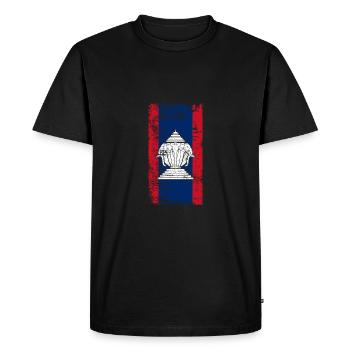 Vintage Airavata Three Headed Elephant Laos Flag - Men's Premium Organic T-Shirt - black - Front - Nico (187cm)