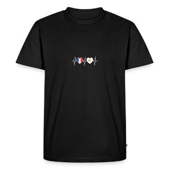 France et Chypre Drapeau chypriote Drapeaux - T-shirt Premium bio Homme - noir - Devant - Nico (187cm)
