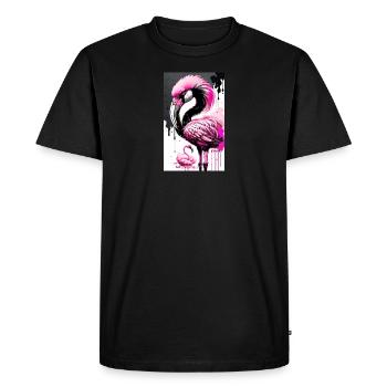 Elegant Pink Flamingo - Tropical Beauty - Men's Premium Organic T-Shirt - black - Front - Nico (187cm)