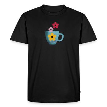 J’adore le café et les fleurs - T-shirt Premium bio Homme - noir - Devant - Nico (187cm)
