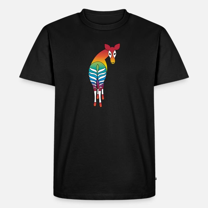 Regenbogen Okapi - Männer Premium Bio T-Shirt - Schwarz