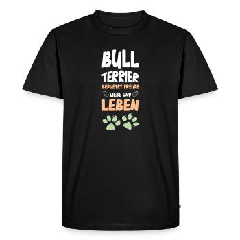 Vie amoureuse du Bull Terrier - T-shirt Premium bio Homme - noir - Devant - Nico (187cm)