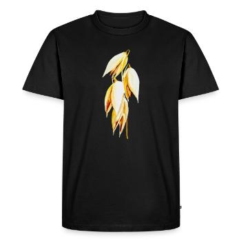 Golden yellow leaf print oats - Men's Premium Organic T-Shirt - black - Front - Nico (187cm)