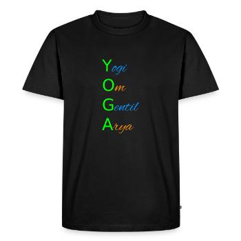 YOGA Yogi Om Gentil Arya - Des fondements du yoga - T-shirt Premium bio Homme - noir - Devant - Nico (187cm)