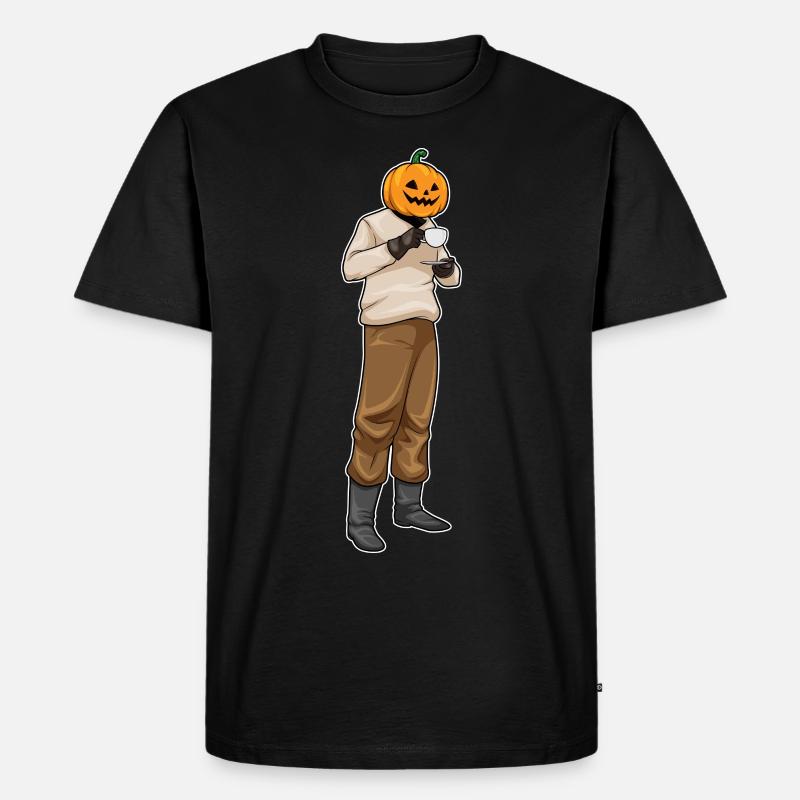 Jack O Lantern Halloween Kaffee - Männer Premium Bio T-Shirt - Schwarz