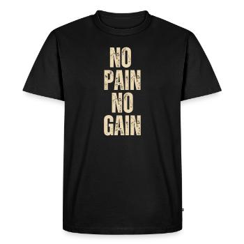 PAS DE DOULEUR - PAS DE GAIN - FITNESS - ENTRAÎNEMENT - GYM - T-shirt Premium bio Homme - noir - Devant - Nico (187cm)