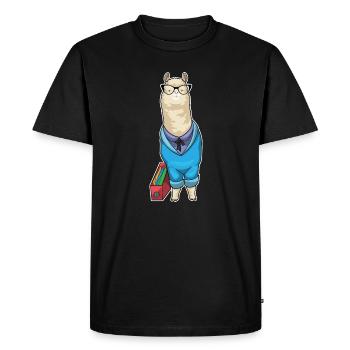 Alpaca Secretary Folder Office - Men's Premium Organic T-Shirt - black - Front - Nico (187cm)