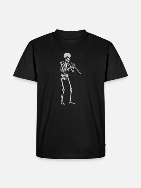 Skeleton spielt Oboe - Männer Premium Bio T-Shirt - Schwarz