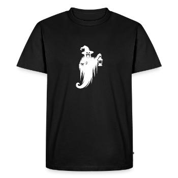 Floating Halloween Ghost with Lamp - Men's Premium Organic T-Shirt - black - Front - Nico (187cm)