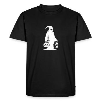 Scary Funny Masks Ghost with Pumpkin Lantern - Men's Premium Organic T-Shirt - black - Front - Nico (187cm)
