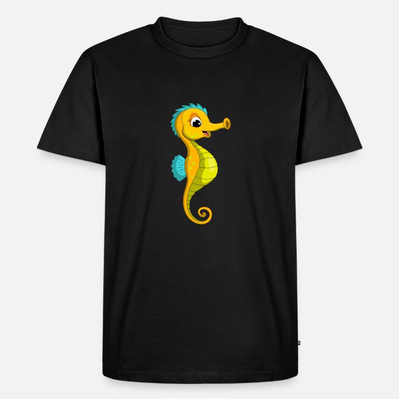 lorey.w "kleines Seepferdchen", Mädchen - Männer Premium Bio T-Shirt - Schwarz