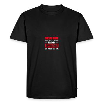 Travailleur social scolaire - T-shirt Premium bio Homme - noir - Devant - Nico (187cm)