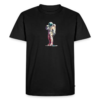 Astronaute avec café - T-Shirt - T-shirt Premium bio Homme - noir - Devant - Nico (187cm)