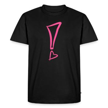 Point d'exclamation avec coeur - T-shirt Premium bio Homme - noir - Devant - Nico (187cm)
