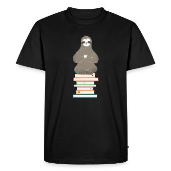 Paresseux Bookworm Reader Idée cadeau - T-shirt Premium bio Homme - noir - Devant - Nico (187cm)