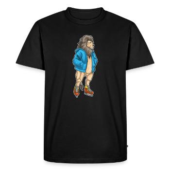 Löwe Eislaufen Schlittschuhe Wintersport - Men's Premium Organic T-Shirt - black - Front - Nico (187cm)